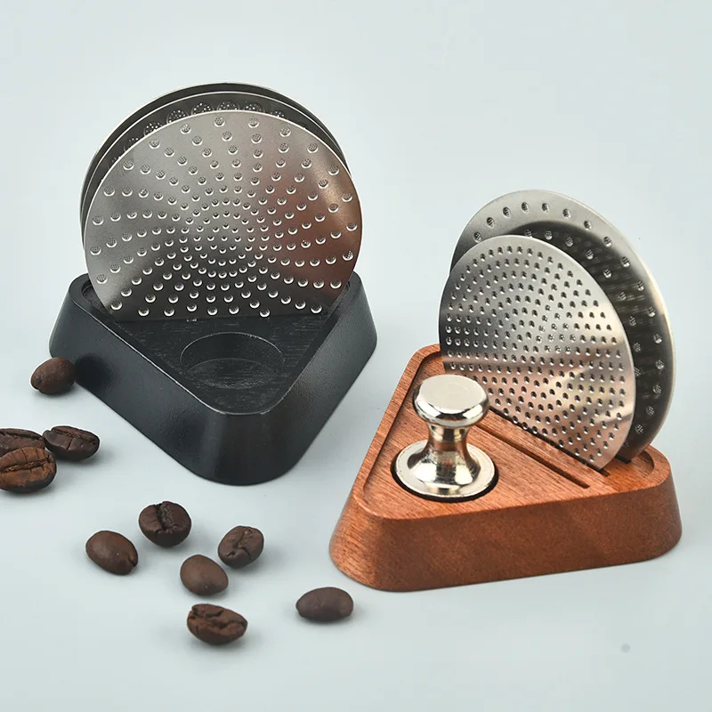Walnuss-Kaffeefilter-Sieb-Aufbewahrungsregal, Universeller 51/53/58mm Espresso-Puck-Siebhalter, Wiederverwendbares Kaffee-Zubehör