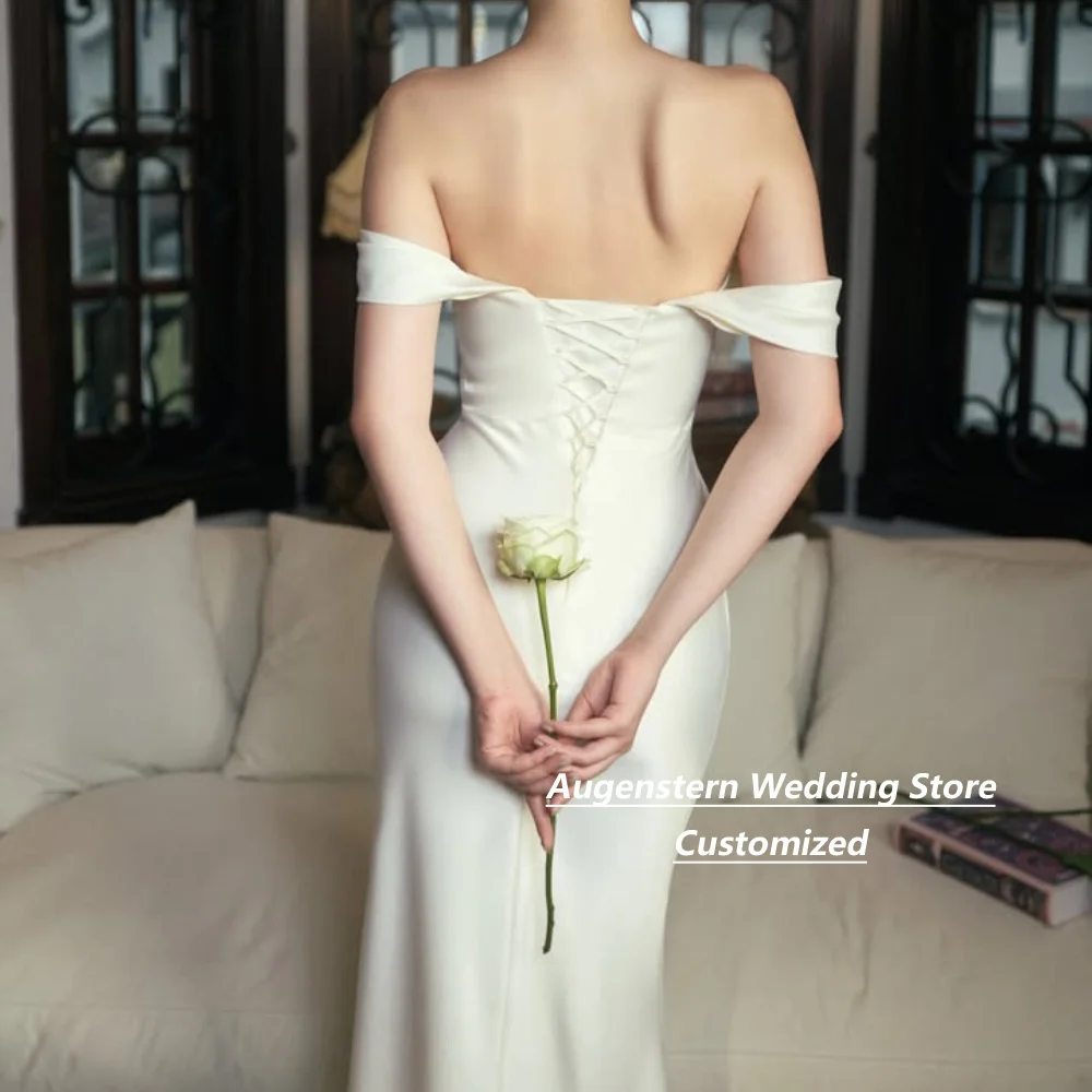 Customized Ivory Satin Off Shoulder Mermaid Mother Of The Bride Gown Lace Up Back For Wedding Guest Formal Party Plus Size