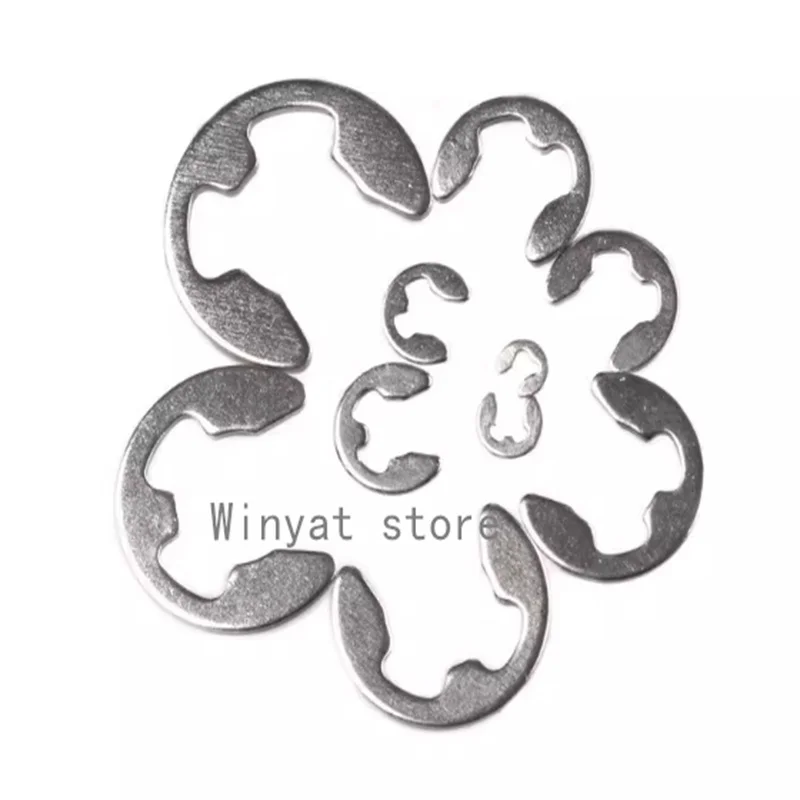 120/200 PCS  E Clip washer Assortment Kit Circlip retaining ring for shaft fastener M1.5~M10 304 Stainless Steel Stainless Steel
