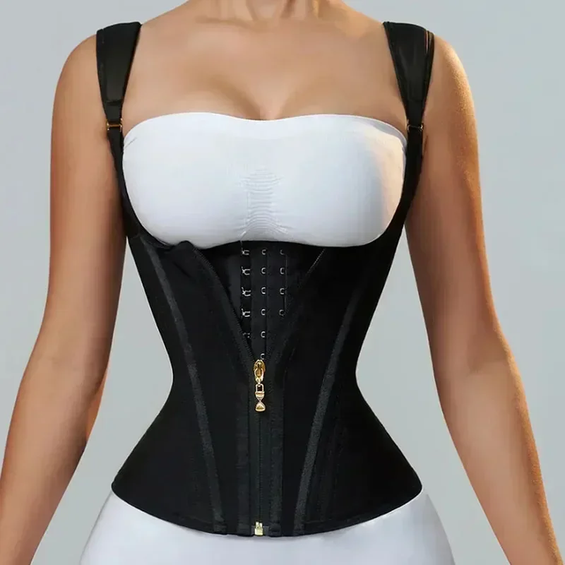 Body Shaper Shapewear Women Vest Tops Double Compression Waist Trainer Corset Adjustable Zipper and Hook-eyes