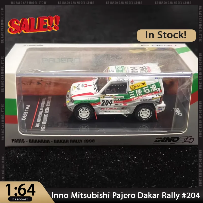 

Новинка в наличии Inno 1:64 Mitsubishi Pajero Dakar Rally No. 204 масло печени, модель из сплава, миниатюрные литые украшения, игрушки на заказ для детей