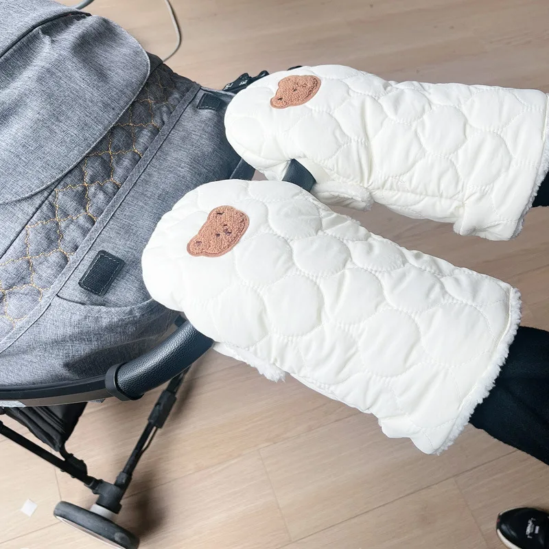 

Теплые ветрозащитные водонепроницаемые перчатки-митенки для ручки коляски с флисовой подкладкой, сенсорным экраном и карманом