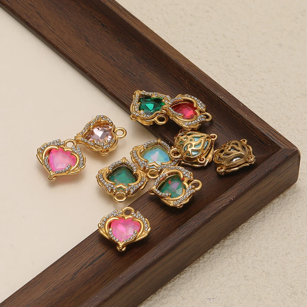 3 Stück Edelstahl Zwei-in-Eins-Basis Herz Hohl Zirkonia Anhänger für Damen Halsketten, DIY Schmuck und Ohrringe Herstellung – Detail 6