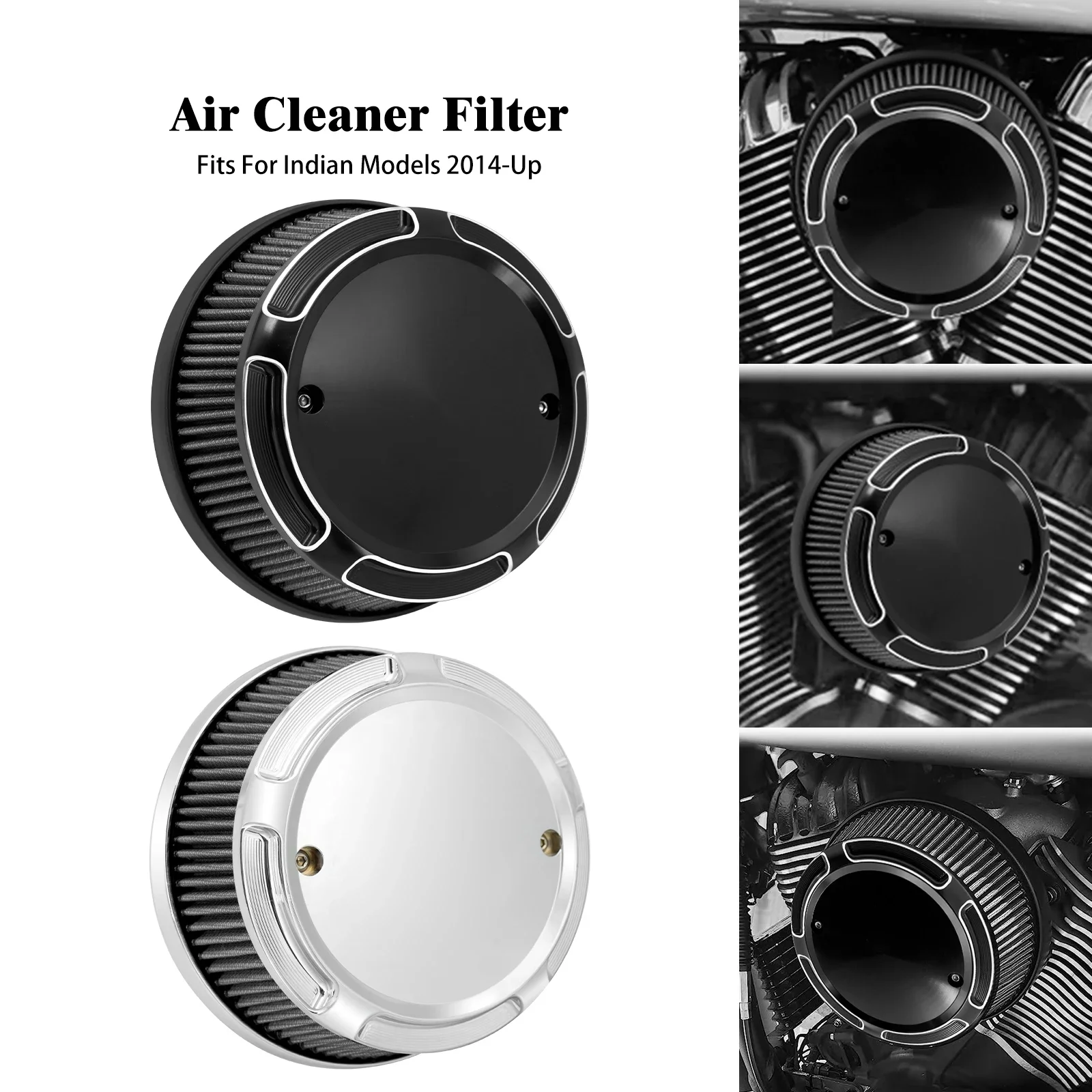 Motorcycle Black/Chrome Air Intake Filter Air Cleaner Filter For Indian Springfield Chieftain Elite Vintage Dark Horse 2014-2023