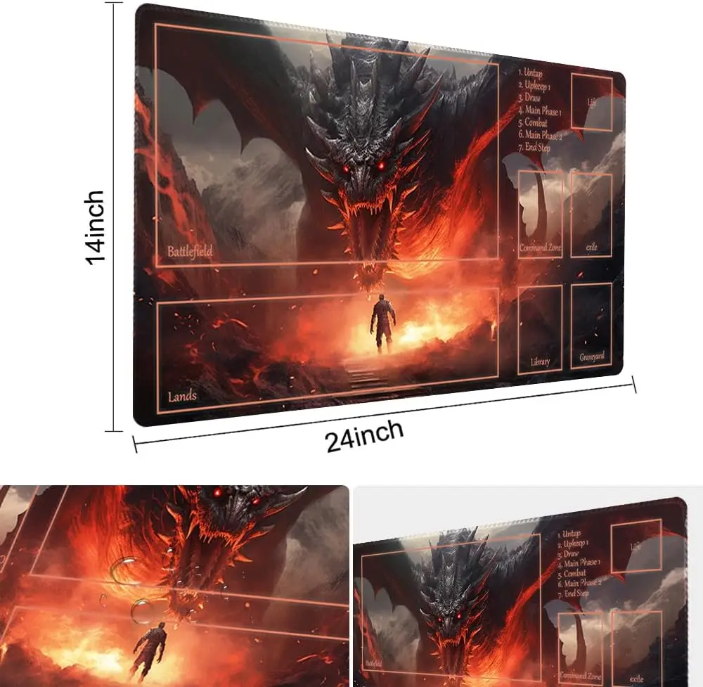 Board Game MTG Playmat Game Pad Size 60X35 CM Play Mats  Compatible for TCG CCG - Dragon Roar