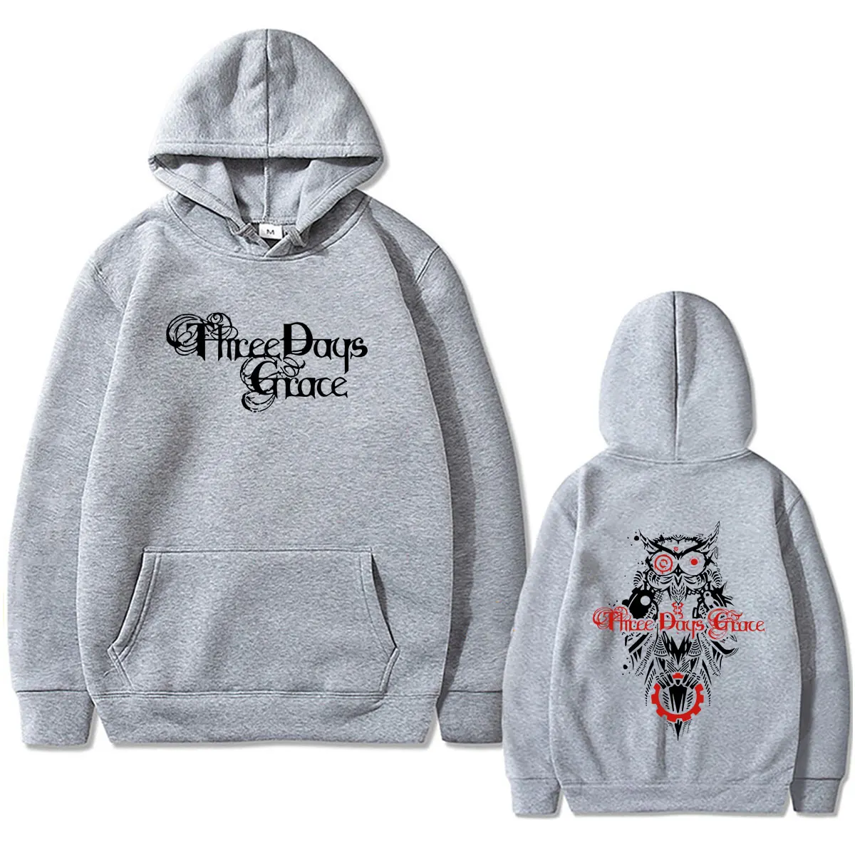 Rockband Three Days Grace Eulen-Grafik Hoodie für Männer und Frauen Alternative Metal Streetwear Männlicher Gothic Oversized Pullover Hoodie – Detail 5