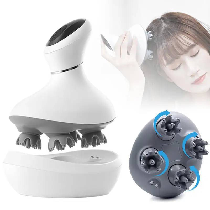 

Head Massager Head Therapy Decompression Acupoint Electric Meridian Brush Waterproof Kneading Handheld Scalp Massager