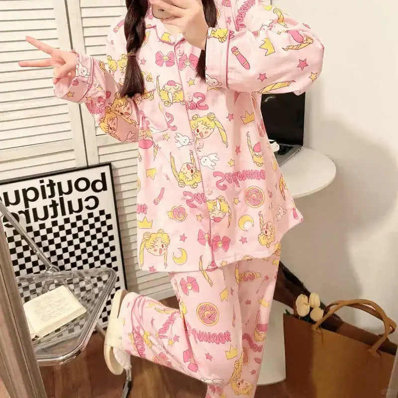 Sailor moon Womens Pajamas Soft Pretty Soldier Sailor Moon Pajama Sets Girls Pajama Pants Long Sleeve Gifts