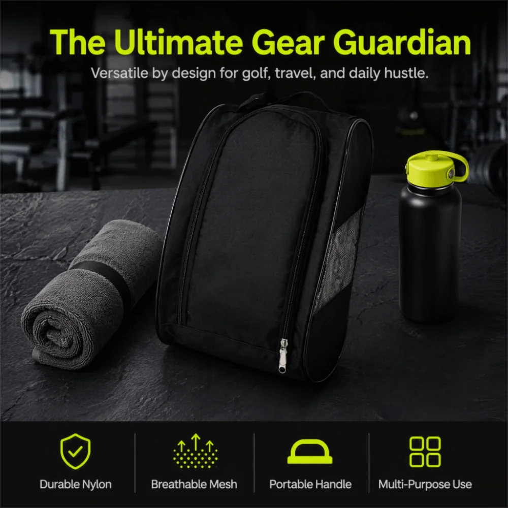Ample Space Golf Shoe Bag Easy To Clean Sports Shoe Storage Portable Shoe Bag Lightweight Design Breathable Material