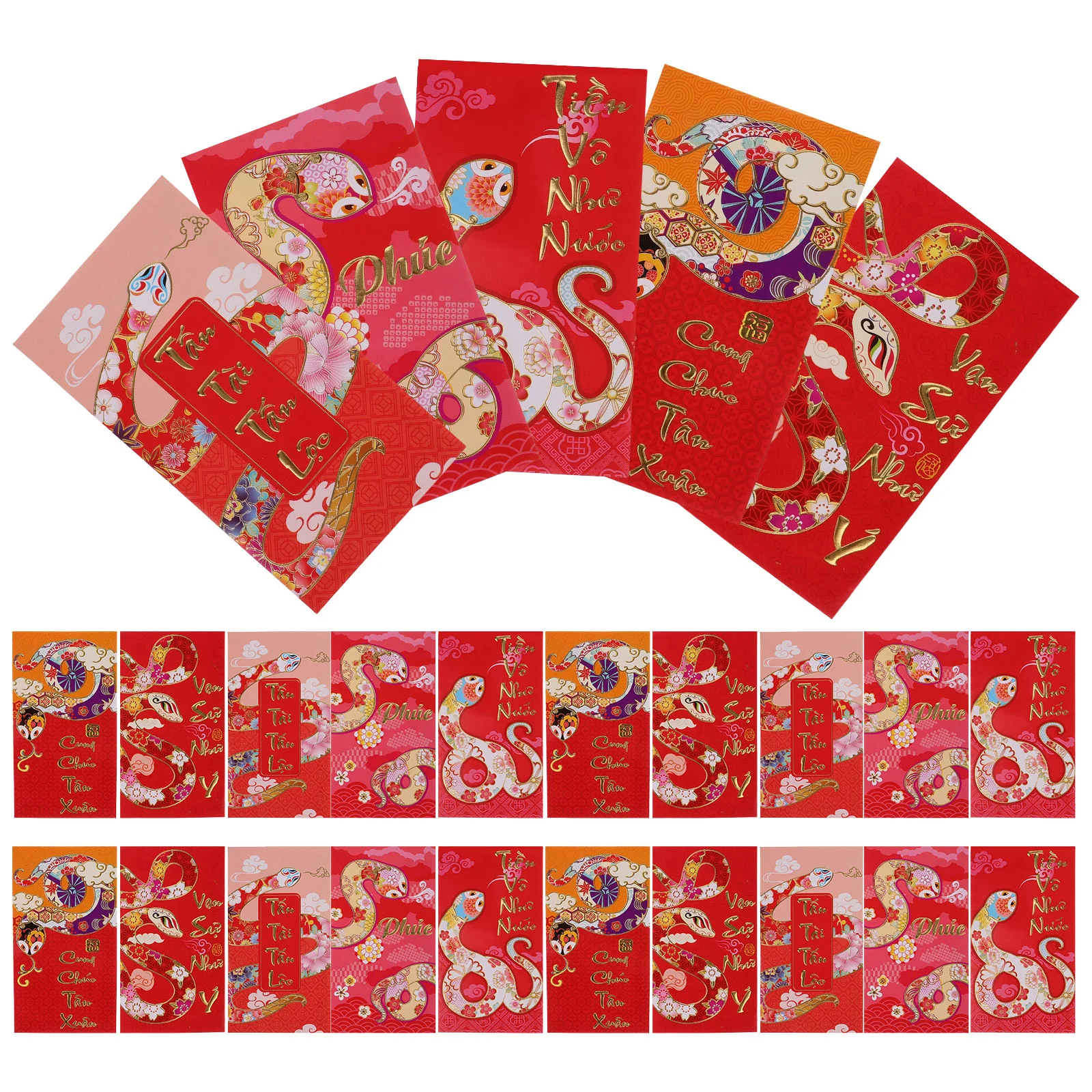 30 Pcs Year of The Snake Spring Festival Red Envelope Chinese Packet New Decor Envelopes Wedding