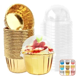 50Pcs/set Cupcake Liner Baking Cup Mold with Lids Roll Mouth Muffin Cupcake Paper Cups Wrapper Cake Decorating Baking Tools