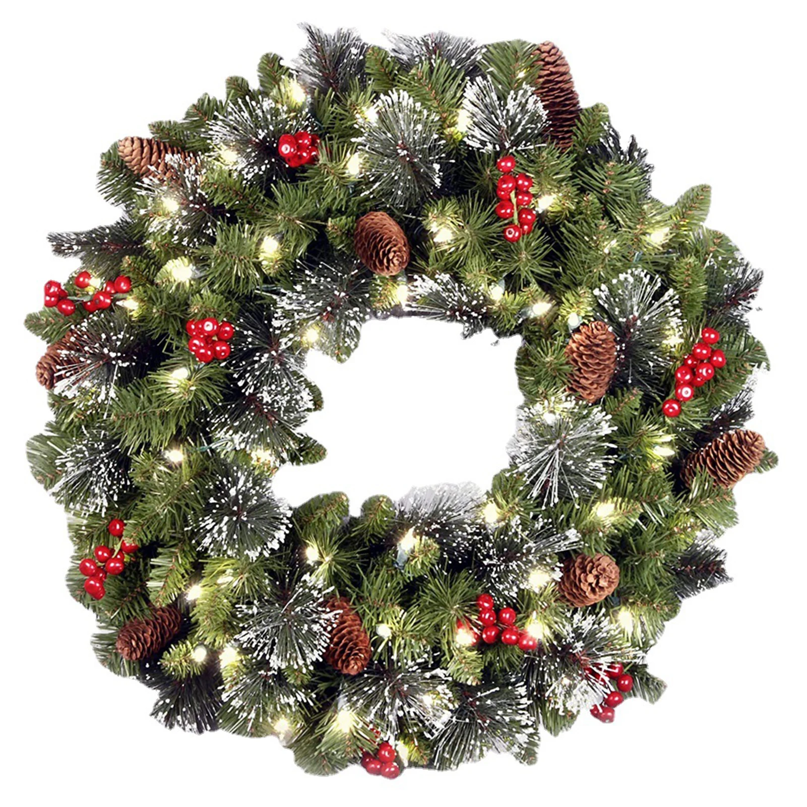 20–60 cm LED-Weihnachtskiefernkranz mit roten Beeren, künstlicher Weihnachtskranz, Neujahrsparty, DIY-Dekoration, fügen Sie Weihnachts-Atmosphäre hinzu – Detail 2