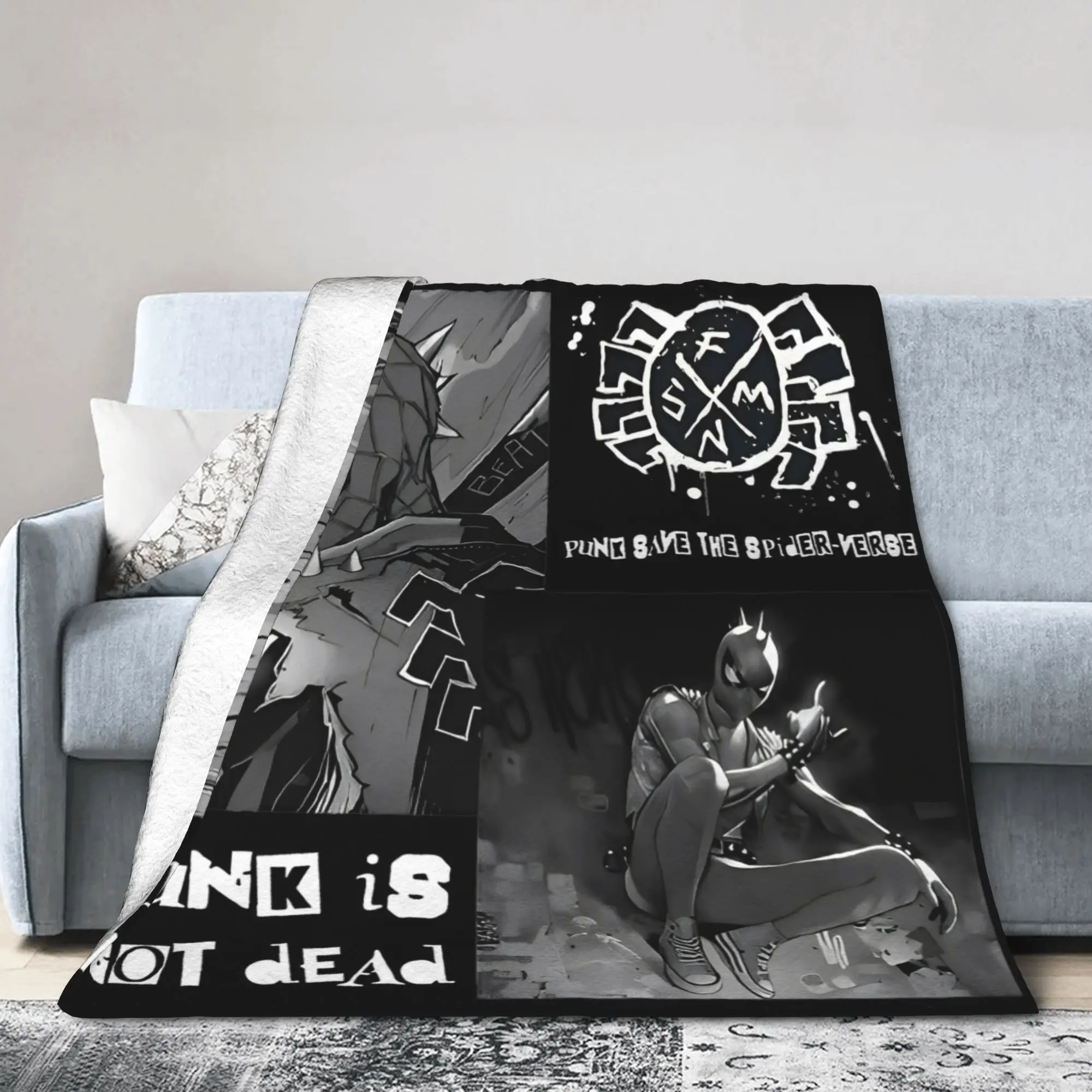 Hobie Brown Spider-Punk Spider Man manta Spiderverse Cool polar novedad manta cálida restaurante Otoño/Invierno viaje