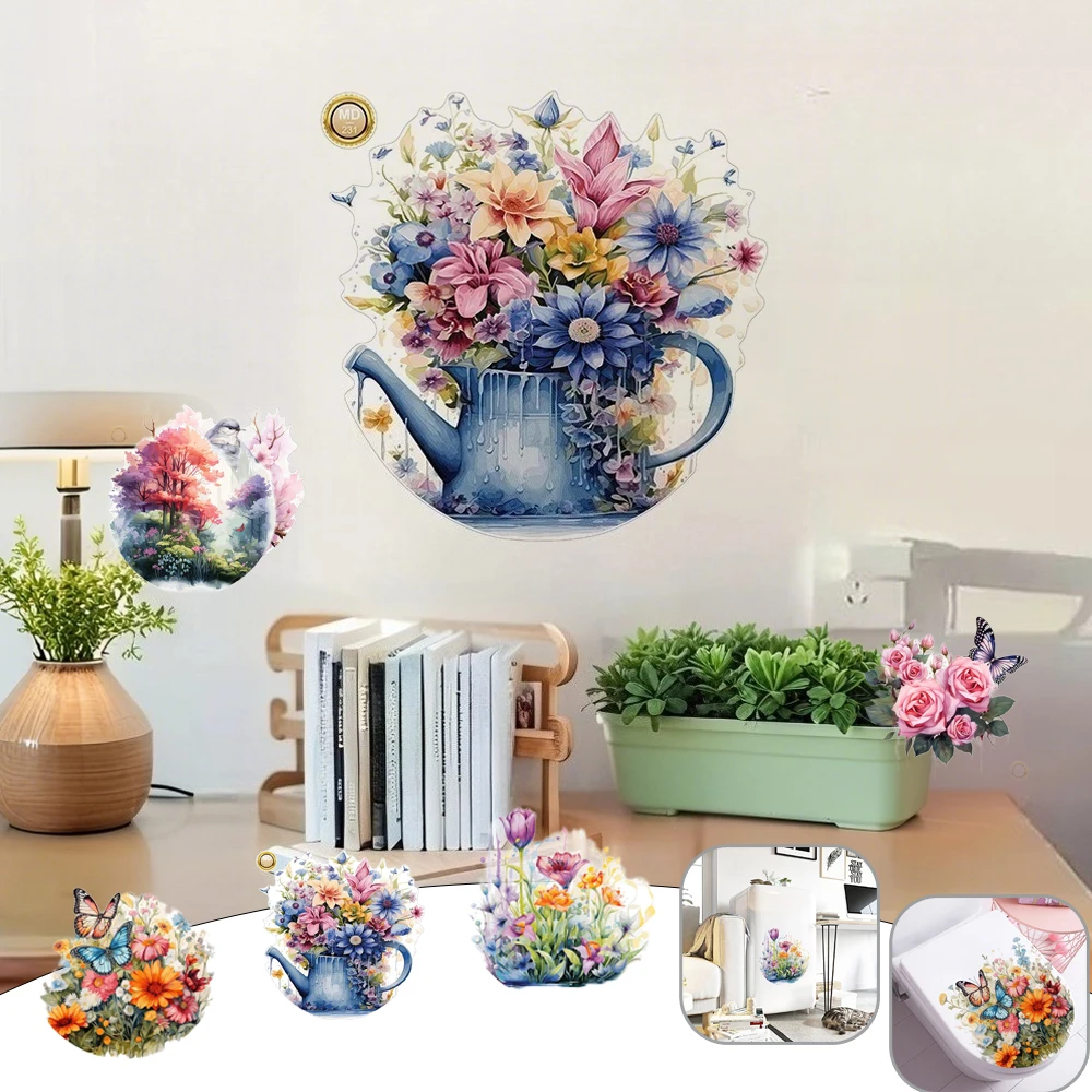 

Waterproof PVC Bathroom Sticker Flower Pattern Toilet Wall Stickers DIY Removable Wall Decals Wall Wallpaper Bedroom Home Decor