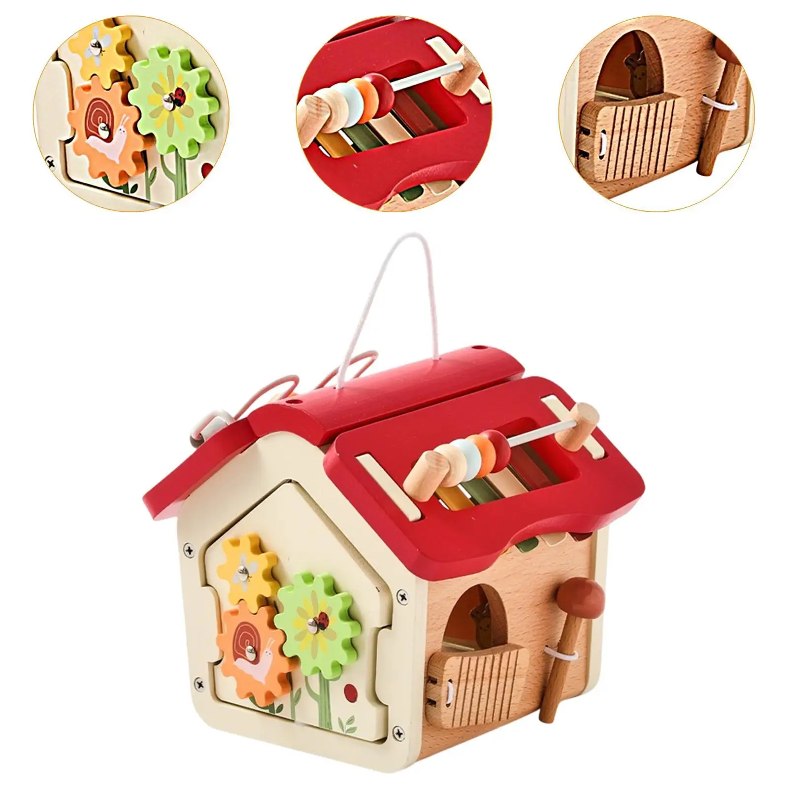 Cubo di attività in legno Casa in legno Giocattolo Regalo di Natale Giocattolo educativo Xilofono Giocattolo Montessori Giocattoli per bambini di 1+ anni