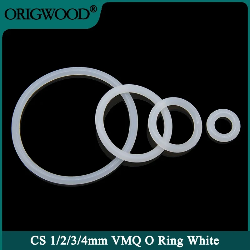 

50pcs VMQ O Ring Gasket Thickness CS 1/2/3/4mm White Waterproof Washer Round O Shape Silicone Ring Food Grade