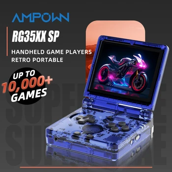 AMPOWN Anbernic RG35XXSP ผู้เล่นเกมมือถือ 3.5 ''IPS Linux OS คอนโซลวิดีโอเกมแบบพกพาแบบพกพาพับ Rerto เกม
