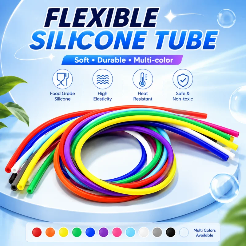 3-Meter ID2-12mm Flexible Silicone Hose Soft Rubber Water Pipe with Food-Grade Colored Drinking Connectors for Household Use