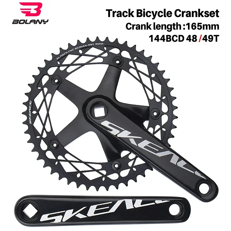 

Bolany 144BCD MTB Bike Crankset - 165mm Aluminum Alloy Square Hole Single Speed Crank Chainwheel (48T/49T) for MTB