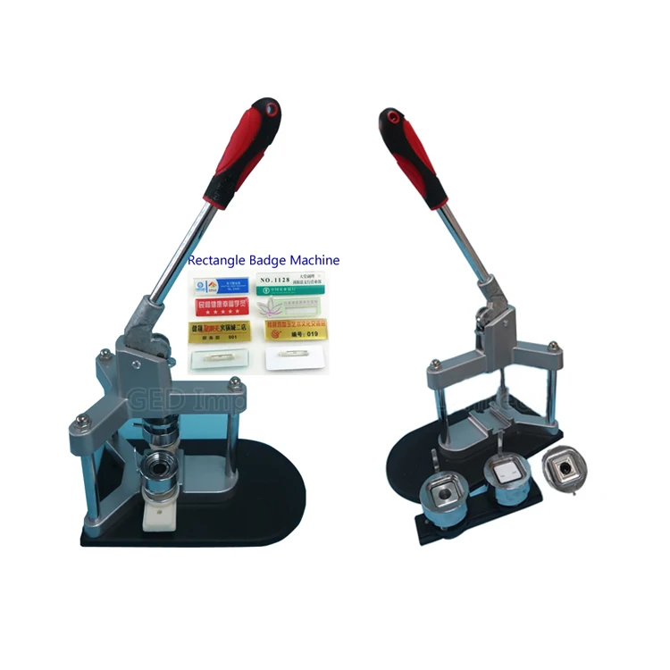 

2020 New Rectangle Manual Square Badge Machine 35 * 35mm Pin Button Holder Tinplate Manufacturer 55 * 55mm News Tent Store
