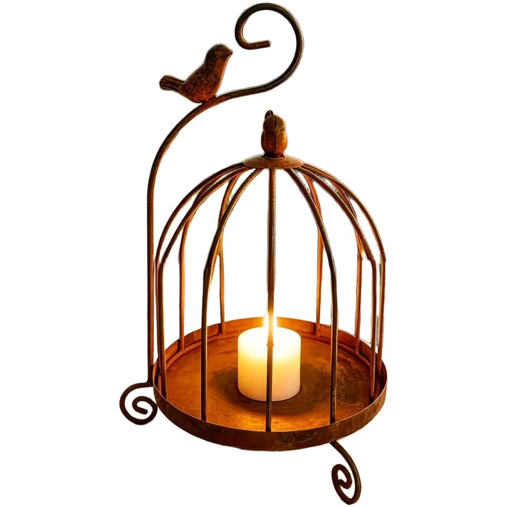 Birdcage Candle Holder Decorative Bird Cages Retro Candlestick Holders Wedding Candle Centerpieces For Table Iron Candleholder