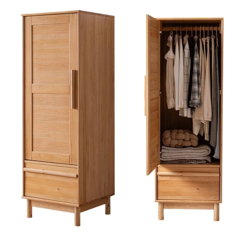 

All solid wood single-door wardrobe, children's wardrobe, household log bedroom hanging wardrobe furniture