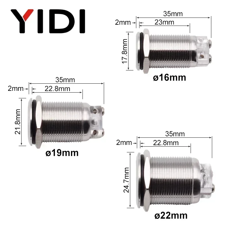 Customized 19mm 22mm LED Loud Intermittent Flashing Warning Light Buzzer 12V 24V 220V Mini Red Lamp Alarm Stainless Steel Metal