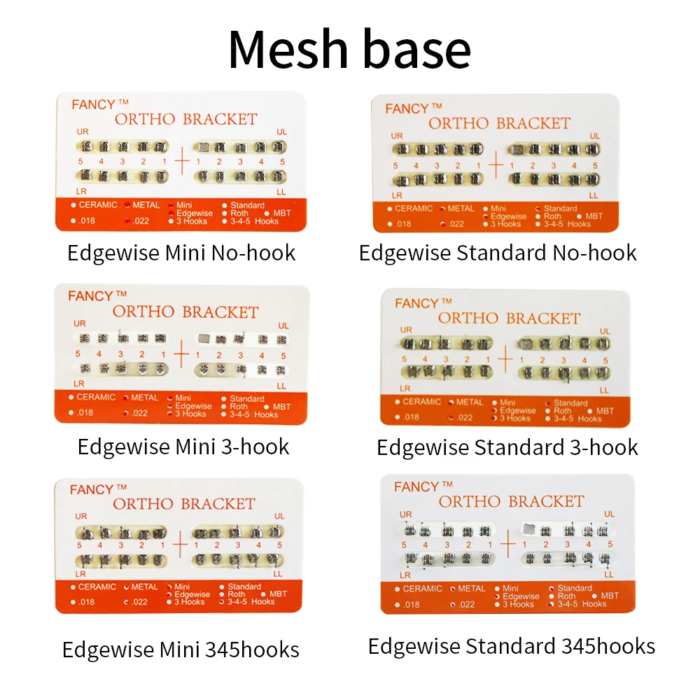 20Pcs/Pack Dental Orthodontic Brace Bracket Edgewise Mesh Base 022 0Hook/3Hook/345Hooks Standard/Mini