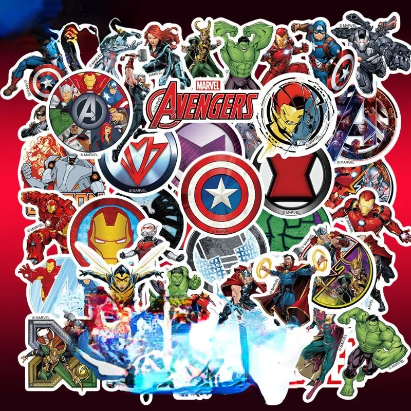 Marvel Peripheral Avengers Cartoon Personality Creative Luggage Desktop Computer Waterproof No Glue Handbook Decoration Sticker