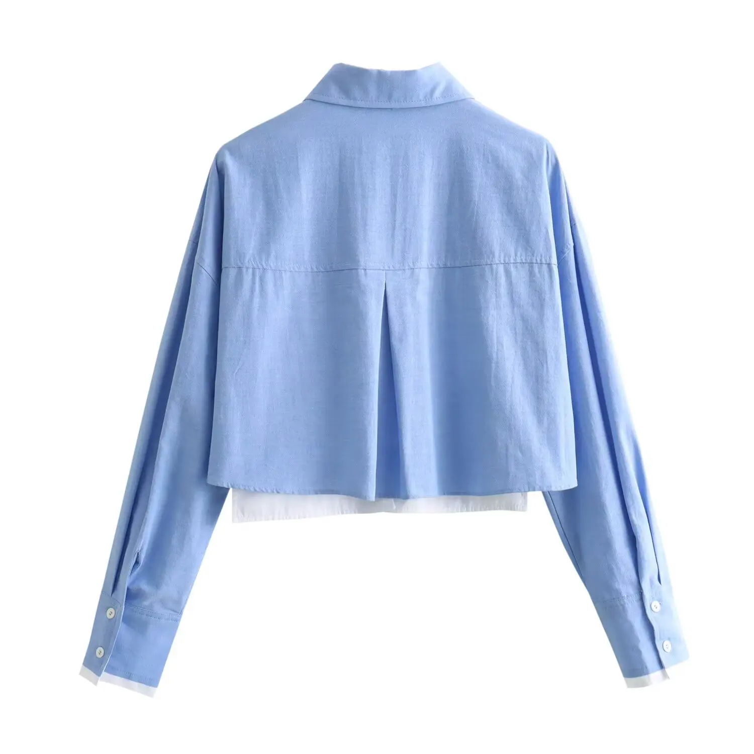 Tangada 2024 Spring Women Oversized Patchwork Oxford Shirt Female Crop Blouse Tops 6X015