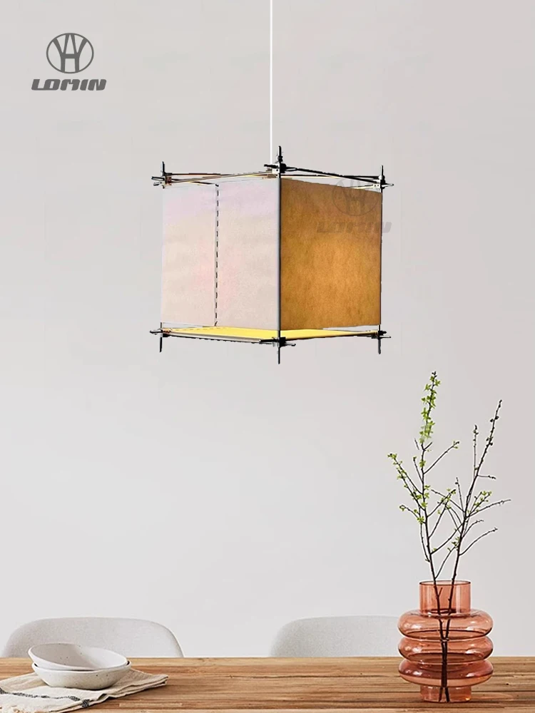 

Винтажная подвесная лампа ручной работы в стиле вабисаби, моющаяся бумажная потолочная люстра из нержавеющей стали для гостиной, проживания в семье, чайной комнаты