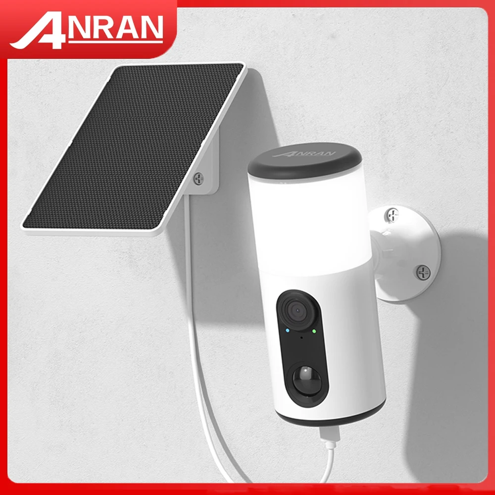 ANRAN-cámara Solar con reflector 2K para exteriores, cámara WIFI de 2,4G, batería de seguridad para el hogar, almacenamiento en la nube básico gratuito, visión nocturna en Color