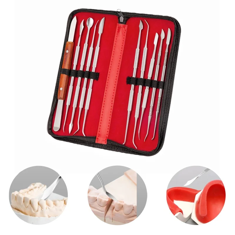 

Набор стоматологических инструментов для моделирования из нержавеющей стали, 10 шт./компл., для работы с воском и гипсом, зуботехнический инструмент