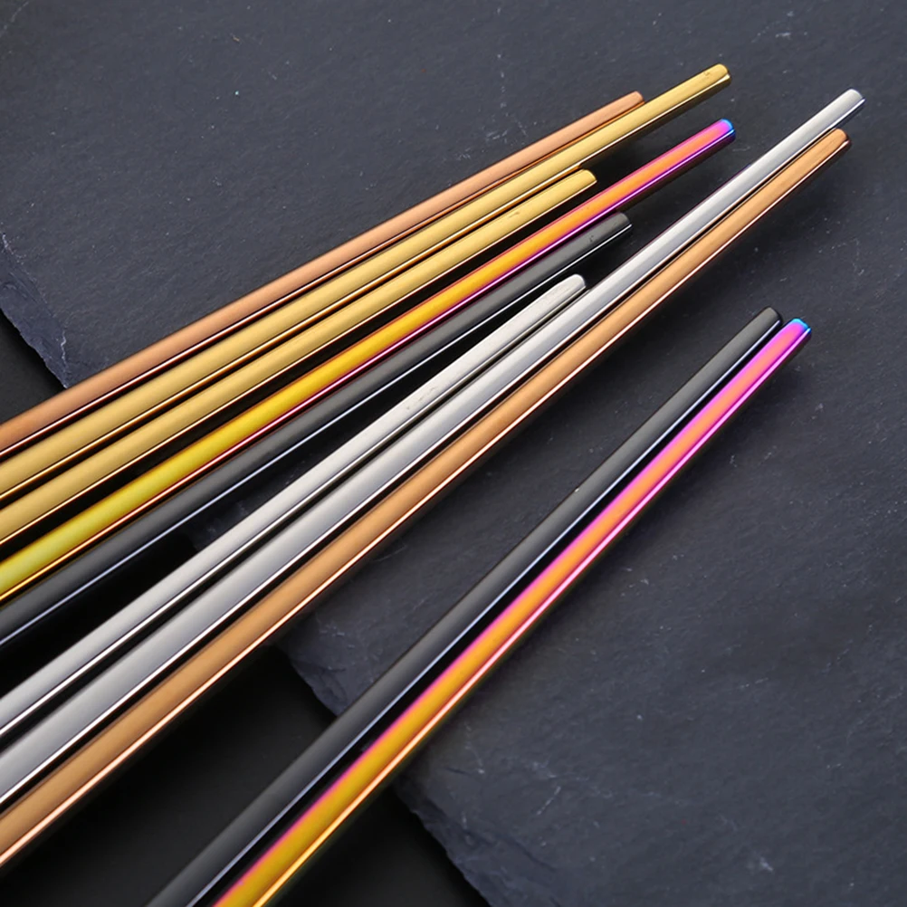 

304 Stainless Steel Square Chopsticks Reusable Metal Kitchen Utensils Polished Rustproof Heat Resistant Dishwasher Safe For