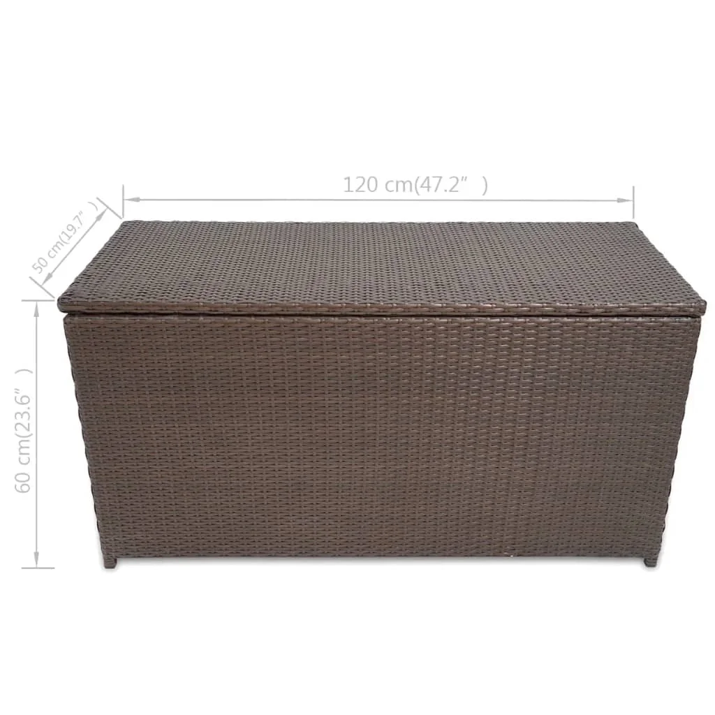 Patio Storage Box, Poly Rattan Outdoor Storage Cabinet, Courtyard Decoration Brown 120x50x60 cm