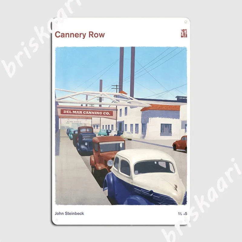 Cannery Row John Steinbeck Literary Book Cover Art American Literature Bookish Gift Modern Home Decor Poster Metal Plaque