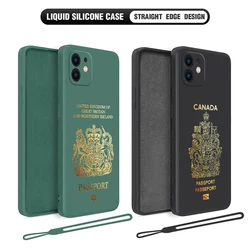 USA UK England Canada Passport Phone Case For iPhone 15 14 13 12 11 Pro Max Mini X XR SE 8 7 6S Plus Soft Liquid Silicone Cover