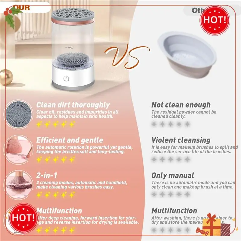 منظف فرش المكياج ABLE لا حاجة إلى التركيب، تشغيل بنقرة واحدة للتنظيف العميق قطعة واحدة