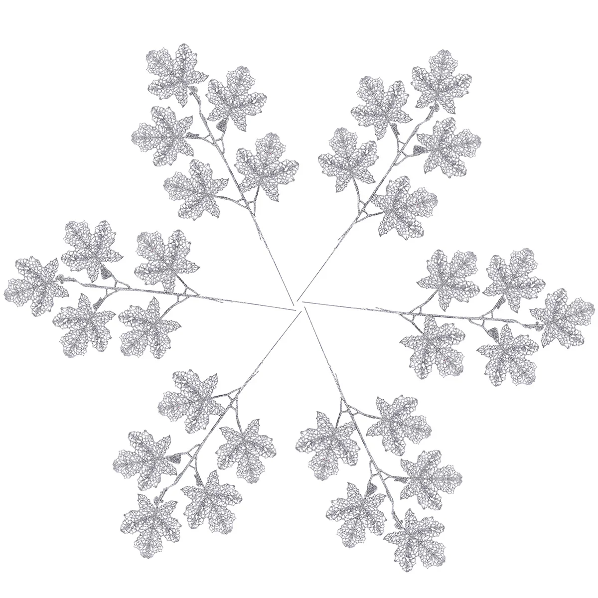 

5pcs Christmas Decorative Leaves Vivid Artificial Leaf Shiny Powder Home Wedding Party Shop Window Decoration Fake Plastic