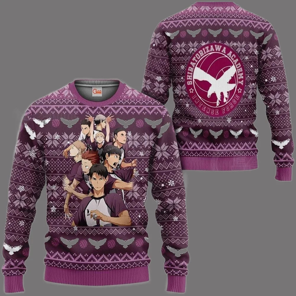 2026 أنيمي الكرة الطائرة قميص سلسلة سترة قبيحة الأسرة حفلة عيد الميلاد هوديي المتضخم النساء والرجال الخريف/الشتاء #2