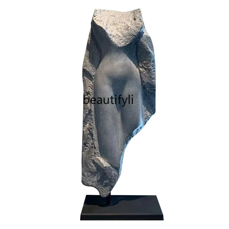 

Wabi Sabi Wind Imitation Marble Statue Vintage Ornament Sales Office Portrait Sculpture Floor-to-Floor Zen Soft Decoration