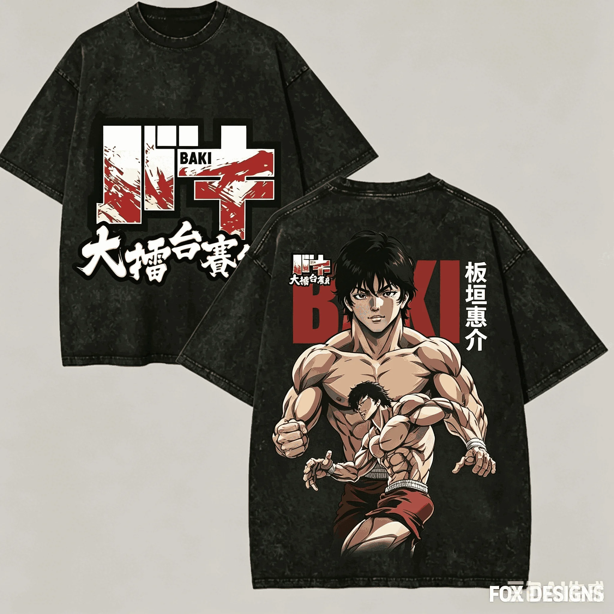 Vintage Fashion Model - BAKI Hanma Washed T shirt Anime