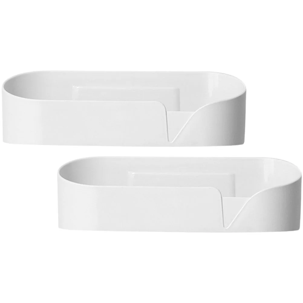 

2 Pcs Wall Shelf Drain Organizer Adhesive Bathroom Rack Sticking Mount Toilet Storage Pp Kitchen Seasoning Nail-free