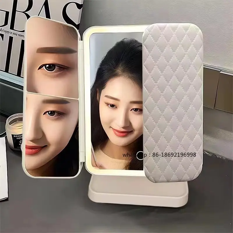 [Stepless Dimming] MF Desktop Cosmetic Mirror with Lamp Charging Beauty Home Student Dormitory Shell Mirror