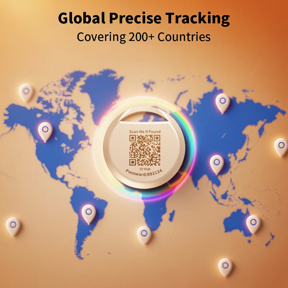 QR 코드가 있는 노인용 분실 방지 추적기, 분실 및 발견 시 소리 재생으로 빠른 위치 확인 가능, GPS 안드로이드 태그, 구글의 파인더 허브와 호환