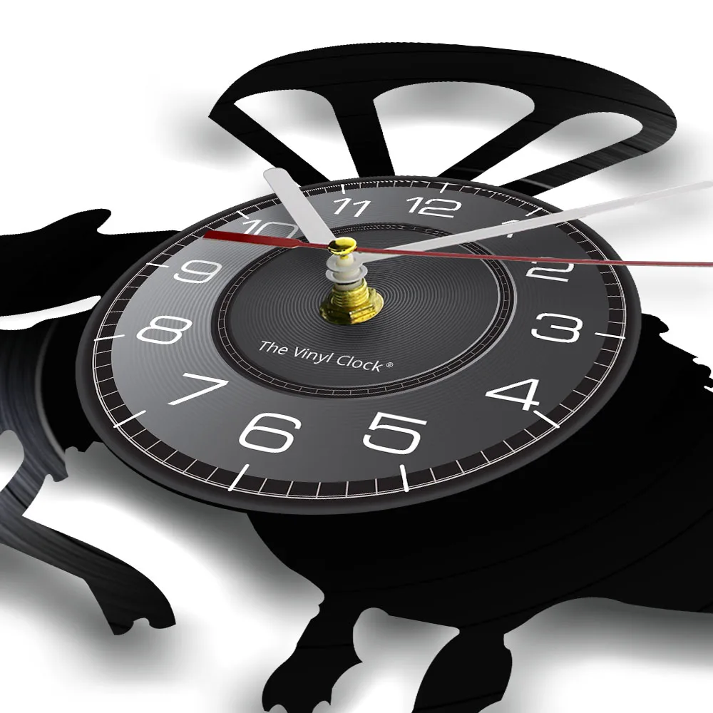 Banksy Rat Wall Art Flying Helicopter Rat Vinyl Record Wall Clock Cute Paratrooper Mouse Decorative Wall Watch Home Decor Clock
