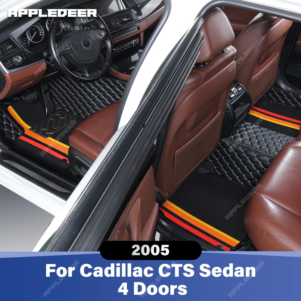 

For Cadillac CTS Sedan 4 Doors 2005 Double Layer Car Floor Mats Custom Auto Carpet Cover Interior Accessories