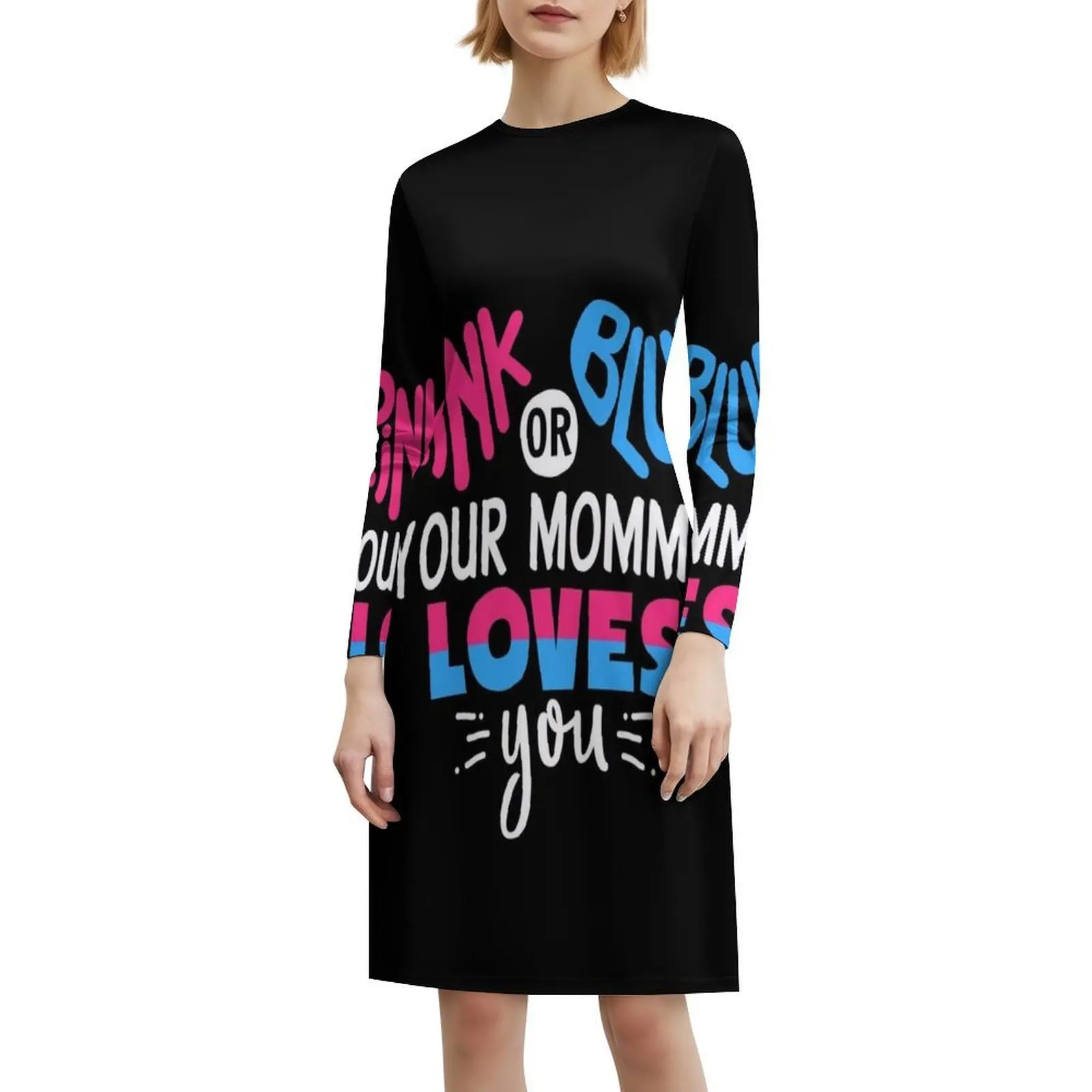 الوردي أو الأزرق أمك تحبك فستان قصير على طراز Preppy للنساء على شكل حرف a فضفاض مناسب فستان يوم غير رسمي أمي الأم الأم أمي ماما