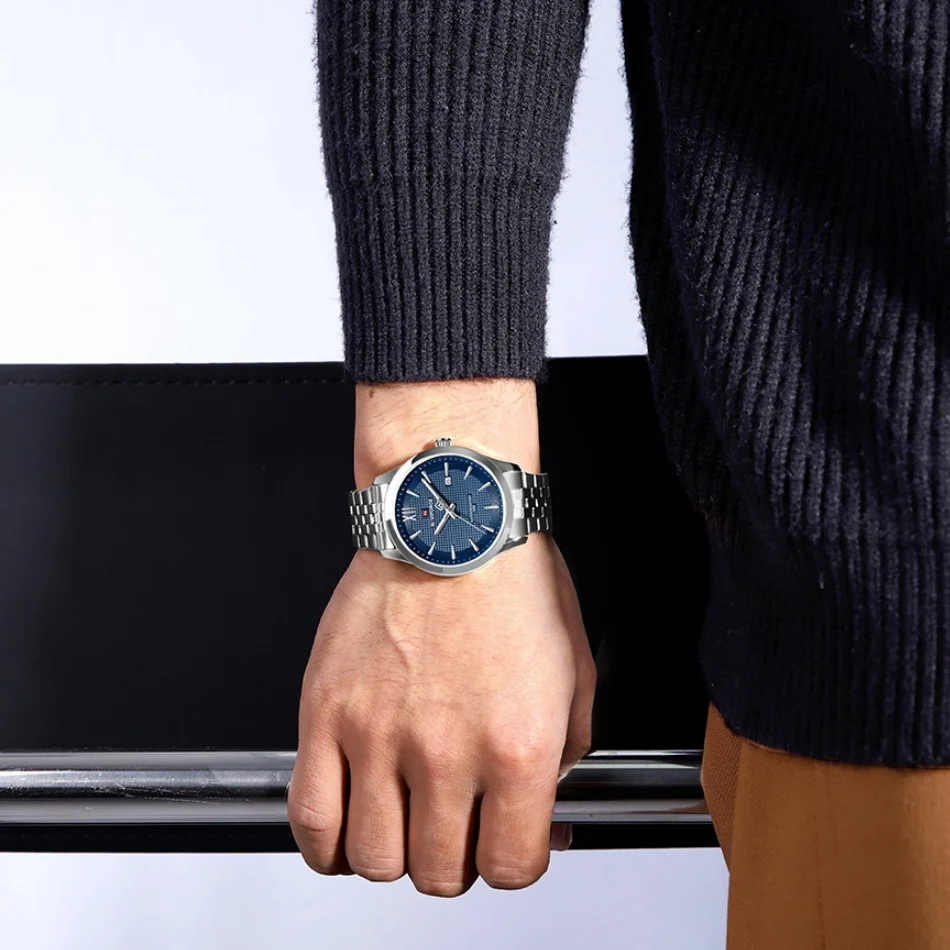 

Новый стиль NAVIFORCE ультратонкие 9 мм минималистичные модные кварцевые часы для мужчин стальной ремешок с автоматической датой мужские водонепроницаемые подарочные наручные часы