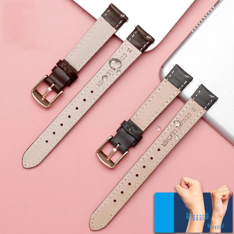 12mm 14mm 16mm 18mm 20mm Men Women Genuine Leather  Watch Band For Casio Fossil DW Folli Follie Watch Strap Bracelet Accessories